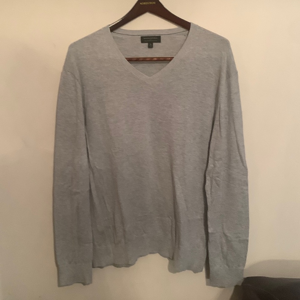 Banana Republic Luxe Sweater V Neck Sweater, Men’s Size XL Gray
